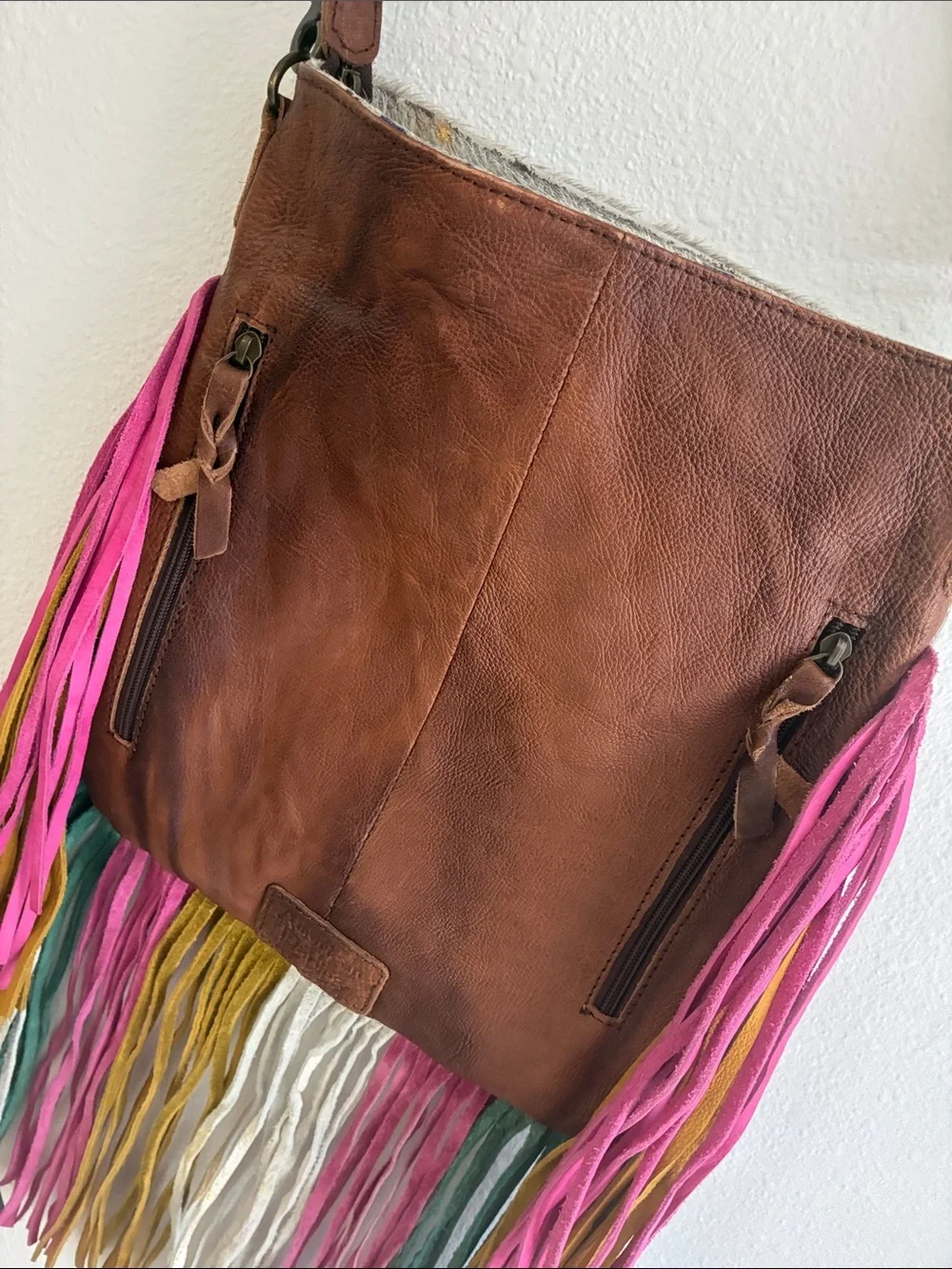 American Darling Rainbow Speckled Fringe Crossbody Bag